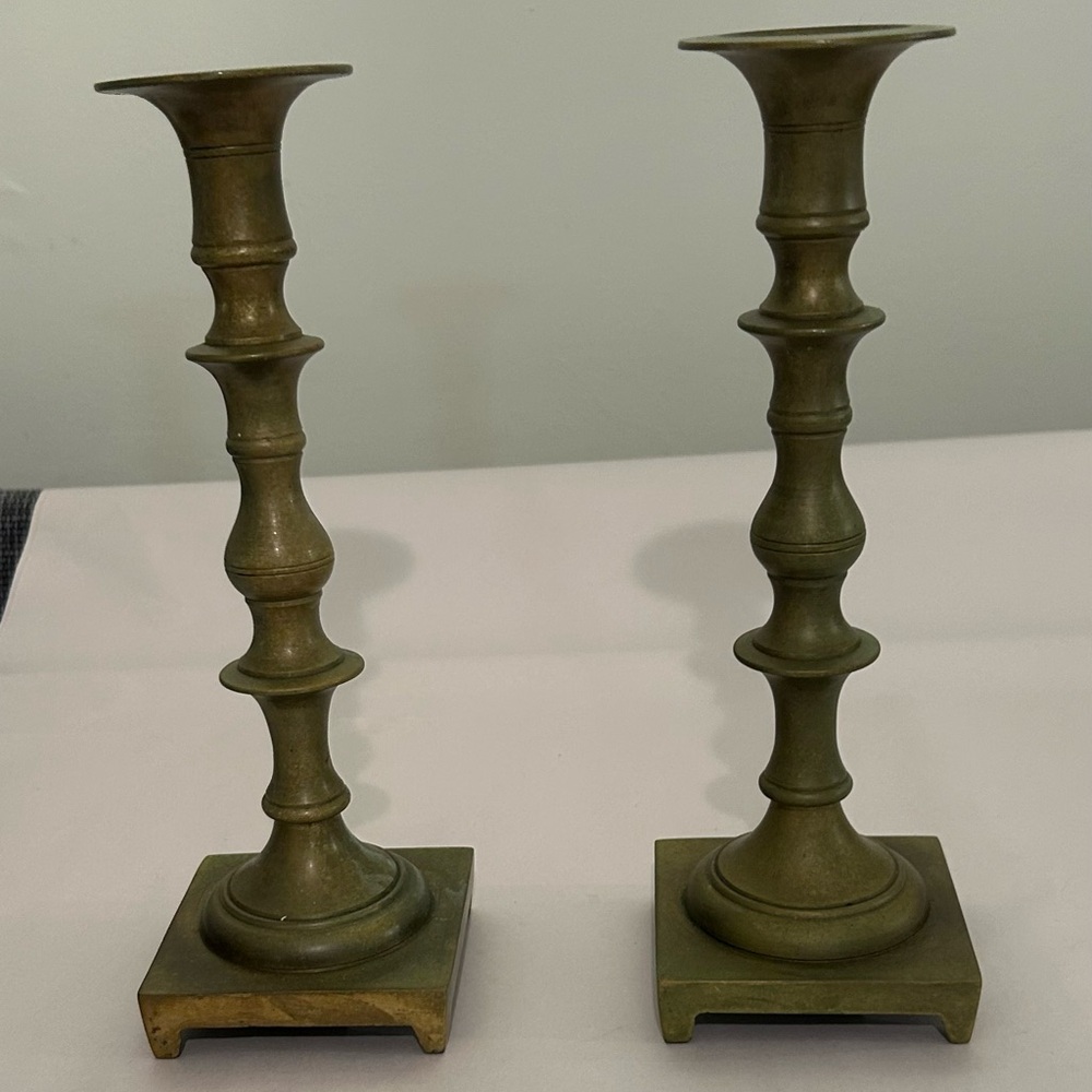 2 vintage brass candle holders